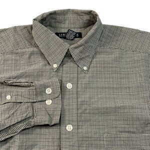 Structure Button Down‎ Shirt Mens Medium Gray Blue Plaid Long Sleeve